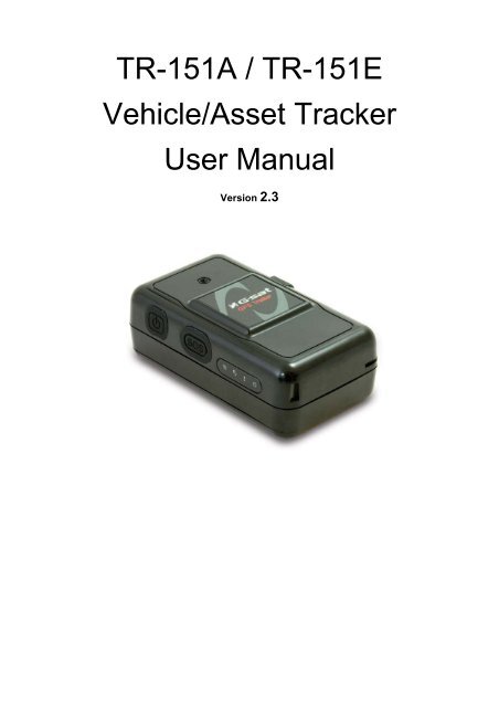 Tr 151a Tr 151e Vehicle Asset Tracker User Manual Minu Rada