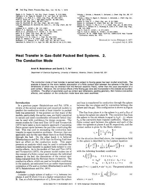 Heat Transfer in Gas-Solid Packed Bed Systems. 2. The Conduction ...