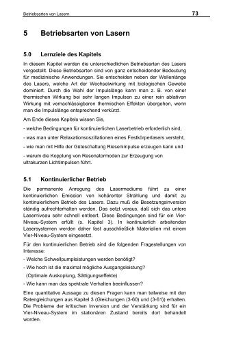 5 Betriebsarten von Lasern