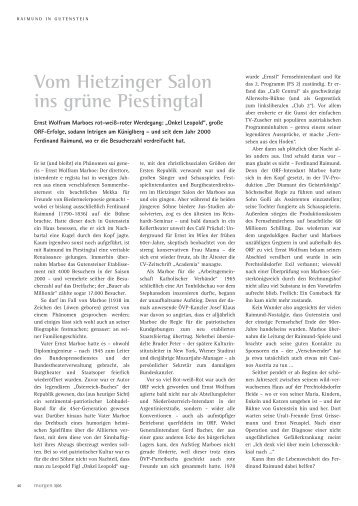 Vom Hietzinger Salon ins grüne Piestingtal - morgen