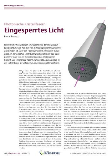 Eingesperrtes Licht. Photonische Kristallfasern