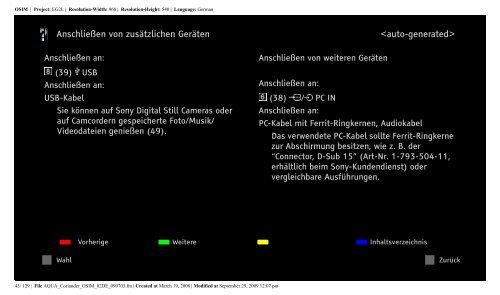 Sony KDL-37W5830 - KDL-37W5830 Consignes d&rsquo;utilisation Allemand