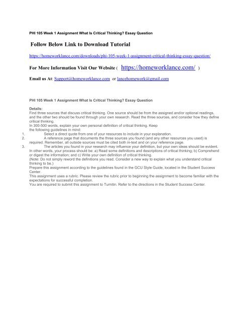 Business Argumentative Essay Topics Examples Of A Proposal Essay also Essay About Healthy Lifestyle Phi Week Assignment What Is Critical Thinking Essay Question The Yellow Wallpaper Critical Essay