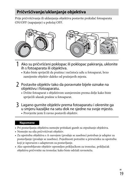 Sony ILCE-6300 - ILCE-6300 Mode d'emploi Croate