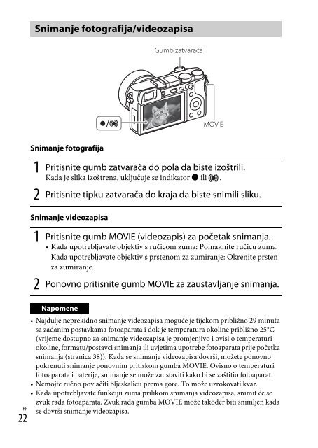 Sony ILCE-6300 - ILCE-6300 Mode d'emploi Croate