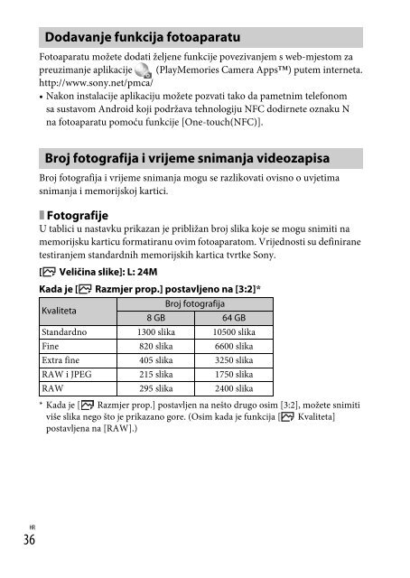 Sony ILCE-6300 - ILCE-6300 Mode d'emploi Croate