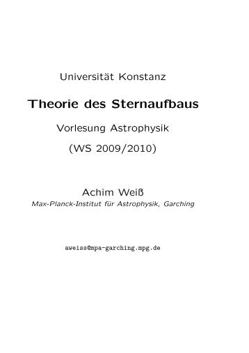 Vorlesung 2: Sternentwicklung und Anwendungen - Max-Planck ...