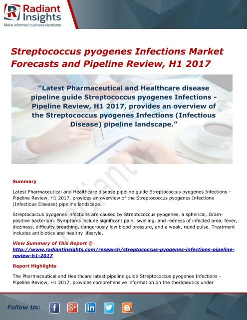 Streptococcus pyogenes Infections Market Pipeline Forecast Report 2017