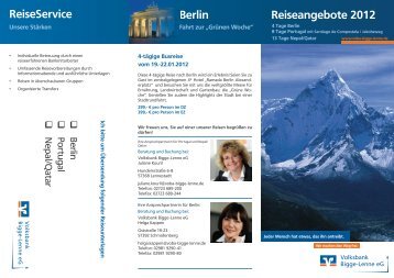 Reiseangebote 2012 - Volksbank Bigge-Lenne eG