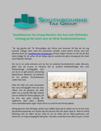 Southbourne Tax Group Review Hur kan man förhindra misstag på din skatt som en färsk Studentmerkonom