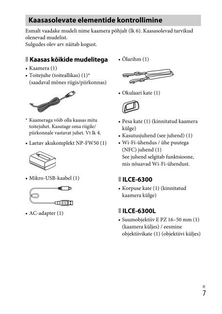 Sony ILCE-6300 - ILCE-6300 Mode d'emploi Estonien