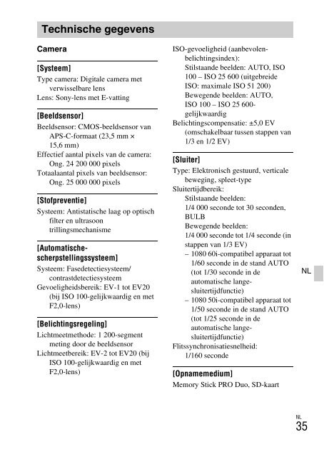 Sony ILCE-6300 - ILCE-6300 Mode d'emploi Anglais