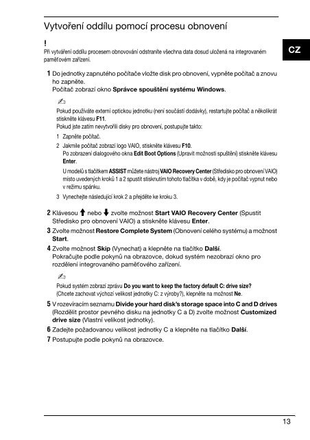 Sony VPCEC1Z1E - VPCEC1Z1E Guide de d&eacute;pannage Slovaque