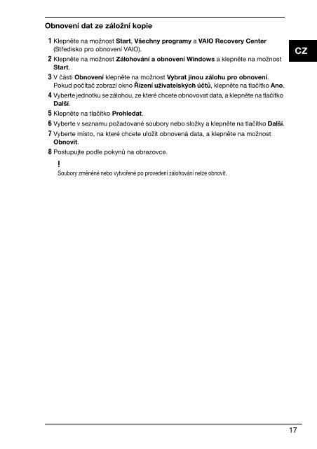 Sony VPCEC1Z1E - VPCEC1Z1E Guide de d&eacute;pannage Slovaque