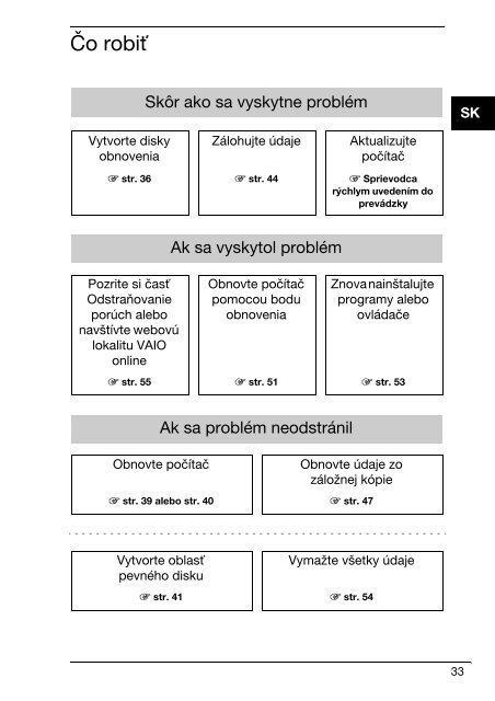 Sony VPCEC1Z1E - VPCEC1Z1E Guide de d&eacute;pannage Slovaque