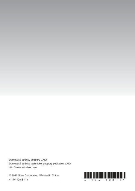 Sony VPCEC1Z1E - VPCEC1Z1E Guide de d&eacute;pannage Slovaque