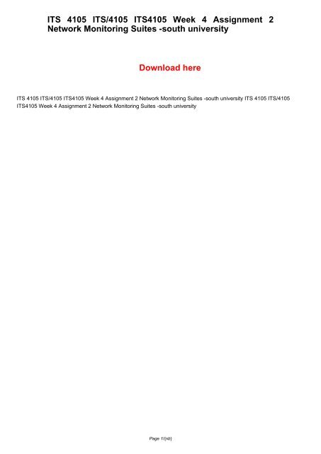 ITS 4105 ITS/4105 ITS4105 Week 4 Assignment 2 Network Monitoring Suites -south university
