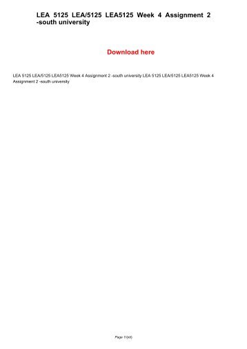 LEA 5125 LEA5125 LEA/5125 Week 4 Assignment 2 -south university