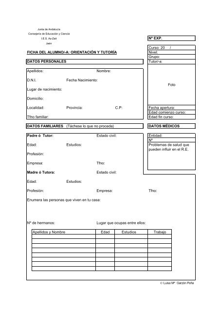 ficha del alumno