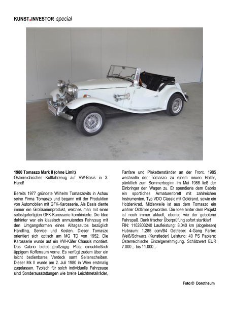 KUNSTINVESTOR-SPECIAL  „Klassische Fahrzeuge und Automobilia“ JUNI 2017