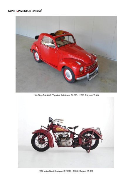 KUNSTINVESTOR-SPECIAL  „Klassische Fahrzeuge und Automobilia“ JUNI 2017