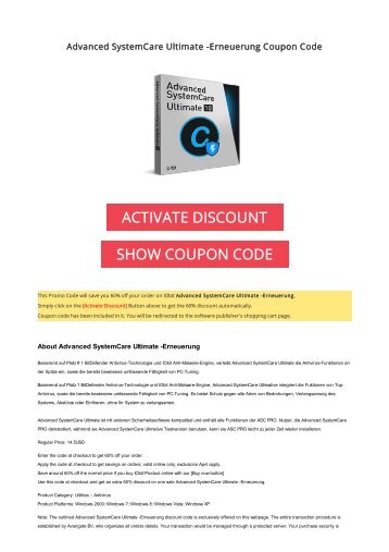 #! Advanced SystemCare Ultimate -Erneuerung Coupon Code 2017 Discount