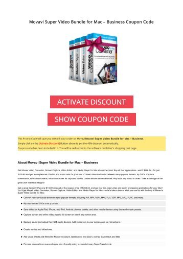 40% OFF Movavi Super Video Bundle for Mac – Business Coupon Code 2017 Discount OFFER