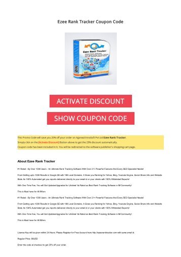 25% OFF Ezee Rank Tracker Coupon Code 2017 Discount OFFER