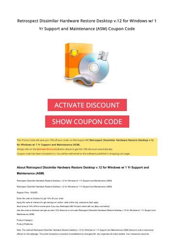 15 off retrospect desktop v 12 for windows coupon code 2017