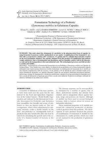 Zymomonas mobilis - Latin American Journal of Pharmacy