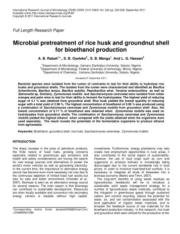 Microbial pretreatment of rice husk and groundnut shell for ...