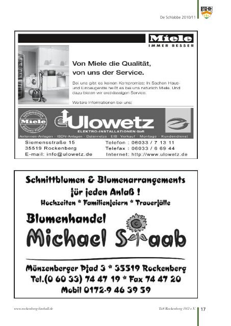 Saisonheft "Schlabbe" 2010-2011 - TUS 1912 Rockenberg