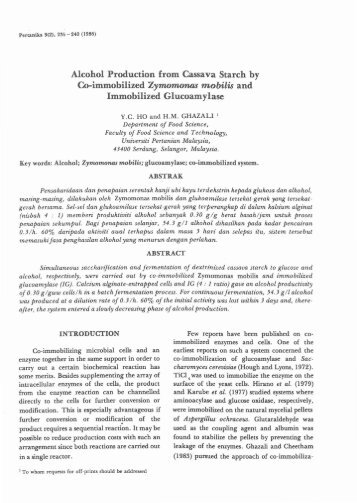 Alcohol Production from Cassava Starch by Co-immobilized ...