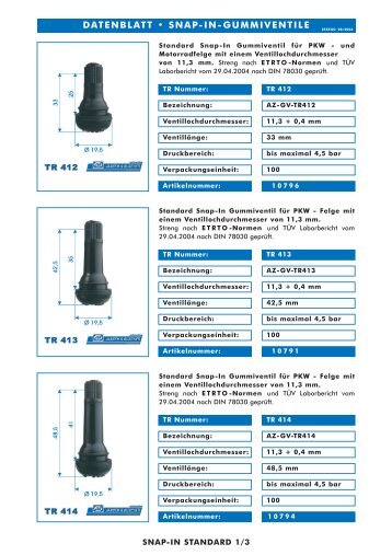 DATENBLATT SNAP-IN-STANDARD-VENTILE ... - Jansen & Buscher