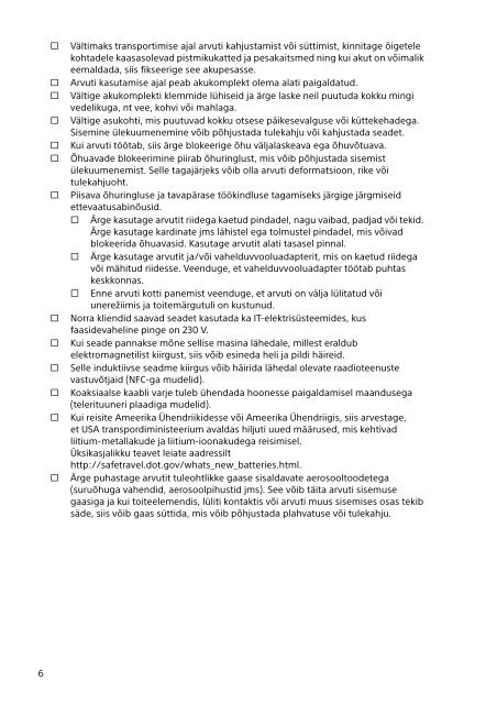 Sony SVE1512A4E - SVE1512A4E Documents de garantie Estonien