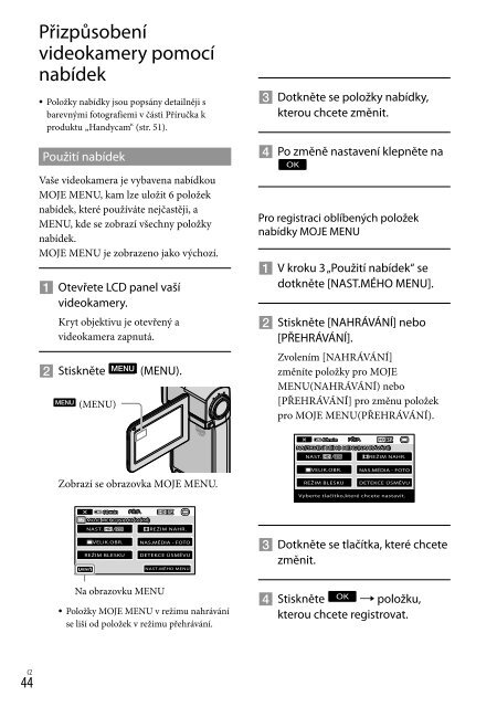 Sony HDR-TG5VE - HDR-TG5VE Consignes d&rsquo;utilisation Tch&egrave;que