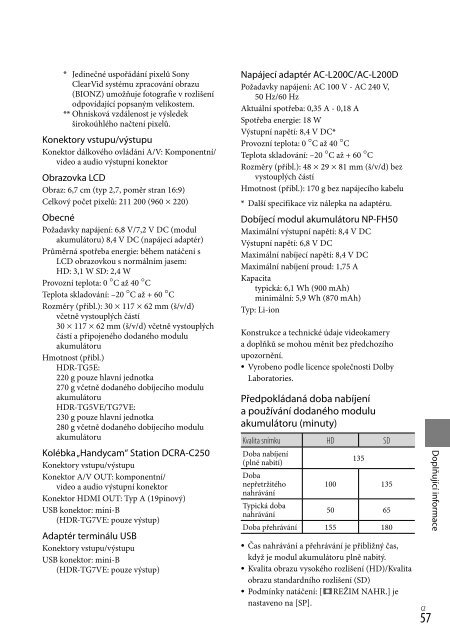 Sony HDR-TG5VE - HDR-TG5VE Consignes d&rsquo;utilisation Hongrois