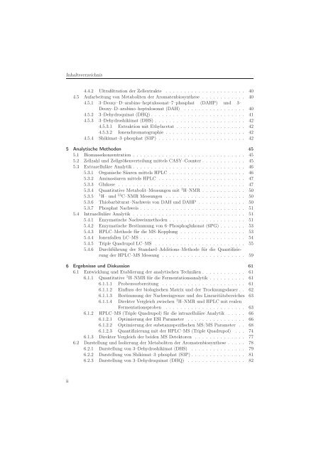 Metabolomanalyse zur Untersuchung der Dynamik im ...