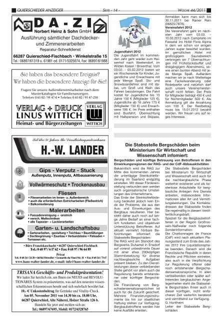 Redaktionsschluss für KW 45 - Gemeinde Quierschied