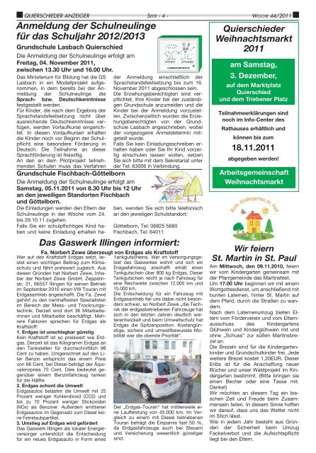 Redaktionsschluss für KW 45 - Gemeinde Quierschied