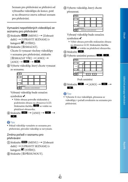 Sony DCR-SX65E - DCR-SX65E Consignes d&rsquo;utilisation Tch&egrave;que