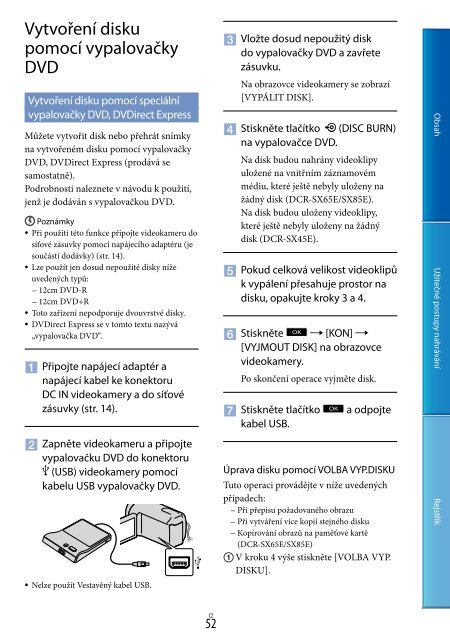 Sony DCR-SX65E - DCR-SX65E Consignes d&rsquo;utilisation Tch&egrave;que