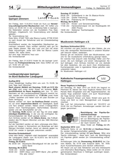 Mitteilungsblatt KW 37 - Immendingen