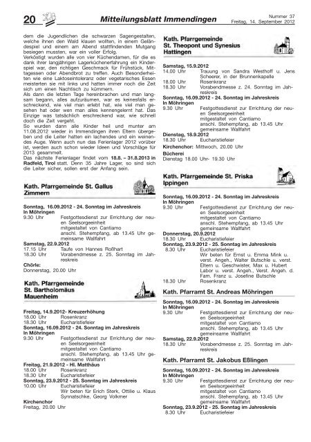 Mitteilungsblatt KW 37 - Immendingen