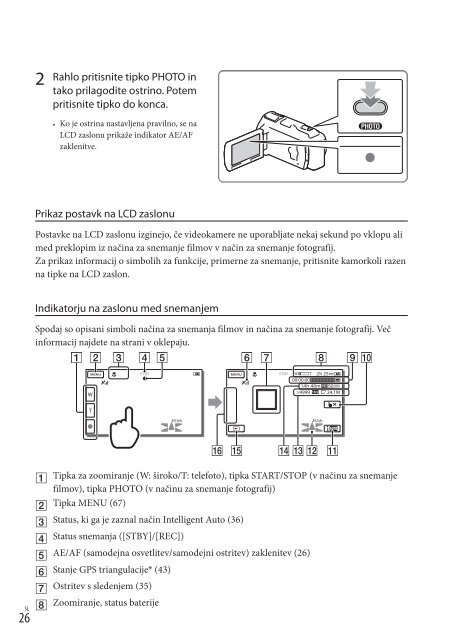 Sony HDR-PJ740VE - HDR-PJ740VE Mode d'emploi Slov&eacute;nien