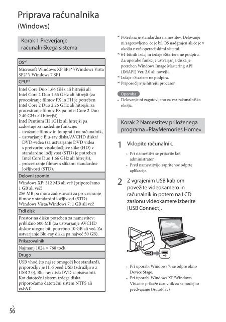 Sony HDR-PJ740VE - HDR-PJ740VE Mode d'emploi Slov&eacute;nien