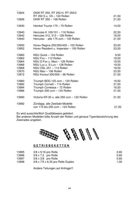 ... 1 INHALTSÜBERSICHT Angebotsliste für Motorräder - Heumann