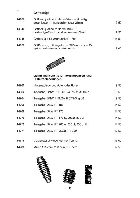 ... 1 INHALTSÜBERSICHT Angebotsliste für Motorräder - Heumann