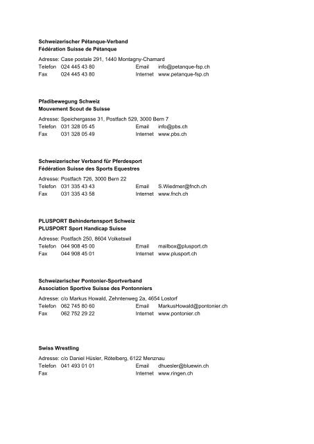 Mitgliederverzeichnis Liste des membres - Swiss Olympic