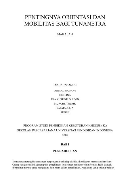 pentingnya orientasi dan mobilitas bagi tunanetra - Direktori File UPI ...